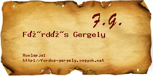 Fördős Gergely névjegykártya